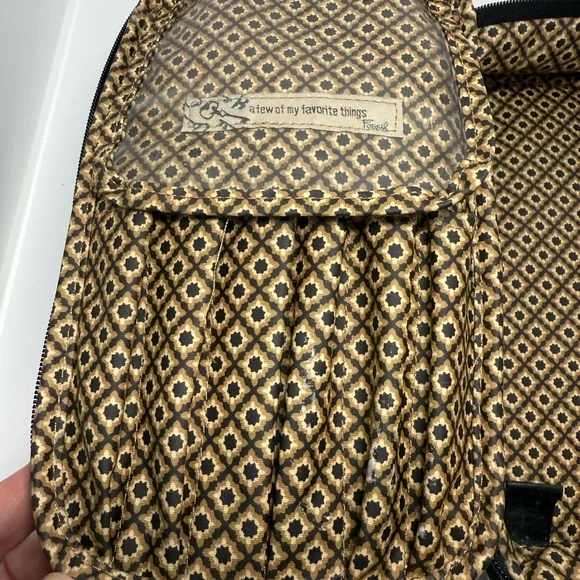 Vintage Fossil Black and Gold Patterned Cosmetics Case Bag - Picture 6 of 10